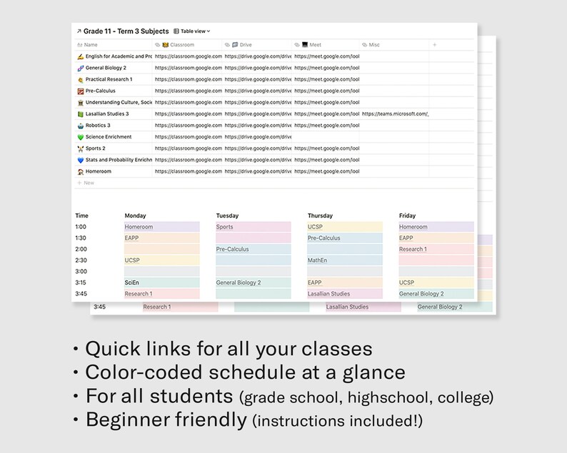 Notion Student Dashboard Template Digital Planner Etsy