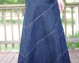 The Pearl - Navy Denim Skirt  *Custom Sized*