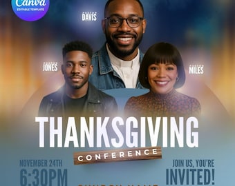 Thanksgiving Conference Church Flyer | Editable Canva Template