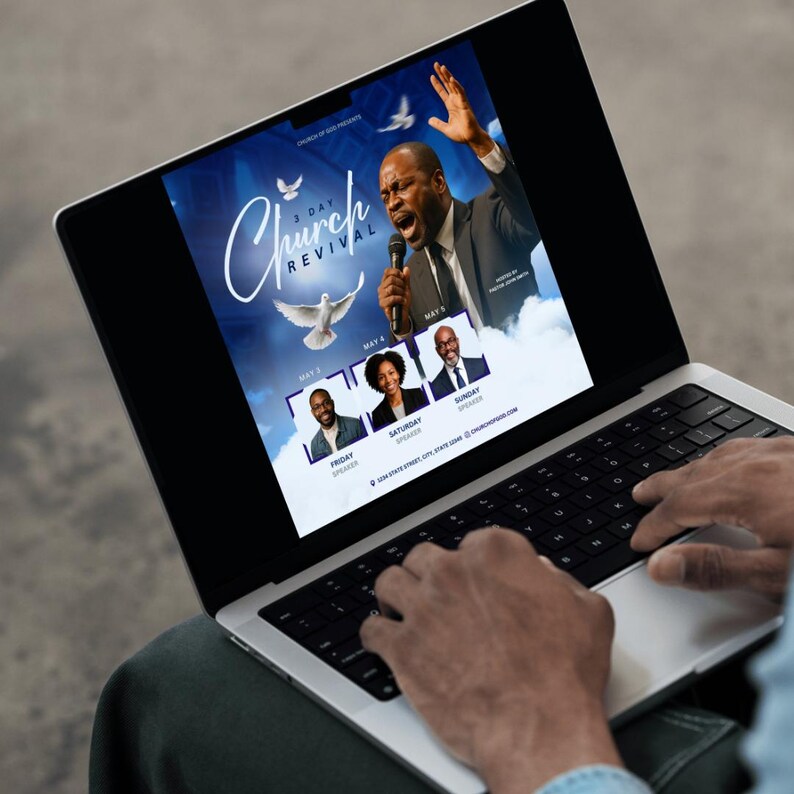 Church Revival Flyer Canva Template Blue Speakers - Etsy