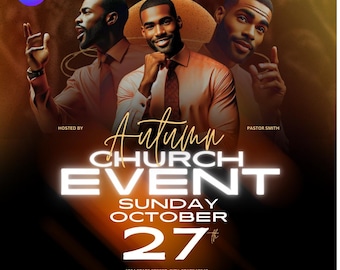 Autumn Church Event Flyer Template | Editable Canva Design (Digital Download)