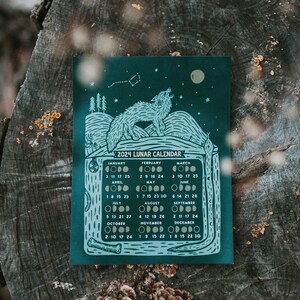 Lunar Calendar Astrology Magnet, Witchy Fridge Magnet, Moon Phase Calendar, Hand Drawn Zodiac Magnet