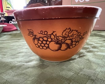 Vintage Pyrex Old Orchard, Small Stacking Mixing Bowl, Brown Ombre’, Fruit Design