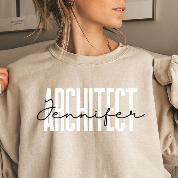 Camisa de arquitecto personalizada, sudadera, sudadera con capucha, manga larga, regalo, nombre personalizado Arquitecto, Arquitectura, Profesor de arquitecto, estudiante