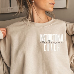 Personalized Instructional coach pocket shirt, sweatshirt, hoodie, long sleeve, gift, custom name Instruction coach, educational assistant