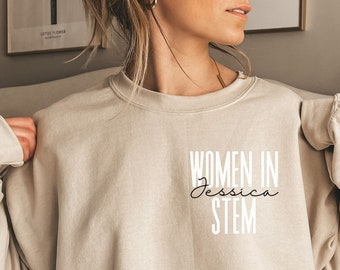 Personalized Women in STEM shirt, sweatshirt, hoodie, long sleeve, gift, custom name pocket STEM teacher, math