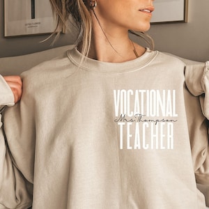 Personalized Vocational Teacher pocket shirt, sweatshirt, hoodie, long sleeve, gift, custom name career and technical education teacher