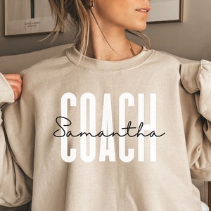 Personalized coach shirt, sweatshirt, hoodie, long sleeve, gift, custom name cheer coach, athletic coach, football coach, health coach