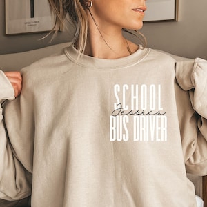 Personalized School bus driver pocket shirt, sweatshirt, hoodie, long sleeve, gift, custom name bus driver