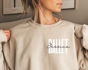 Personalized Ballet shirt, sweatshirt, hoodie, long sleeve, gift, pocket custom name Ballerina, ballet dancer, party
