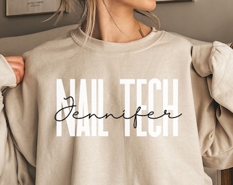 Nagel Techniker Shirt, Sweatshirt, Hoodie, lange Ärmel, Geschenk, individueller Name Nagel Techniker, Kosmetik, Kosmetikerin