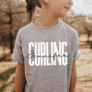 Personalized Curling Youth shirt, sweatshirt, hoodie, long sleeve, gift, kids custom name Curling player, lover, curler