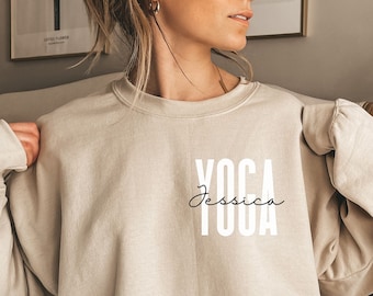 Personalized Yoga shirt, sweatshirt, hoodie, long sleeve, gift, pocket custom name Yoga teacher, lover, gym