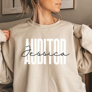 Personalisiertes Rechnungsprüfer-Shirt , Sweatshirt, Kapuzenpullover, lange Ärmel, Geschenk, individueller Name Interner Rechnungsprüfer, Abschlussprüfung, Buchhalter