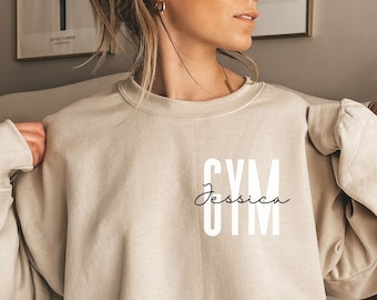 Personalized Gym shirt, sweatshirt, hoodie, long sleeve, gift, pocket custom name Gym, workout, fitness, exercise, gymnastics