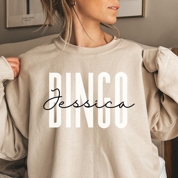 Gepersonaliseerd Bingoshirt, sweatshirt, hoodie, lange mouw, cadeau, aangepaste naam Bingoliefhebber, Bingospeler, bingospel, bingokoningin