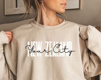 Personalized New Zealand shirt, sweatshirt, hoodie, long sleeve, gift, custom City New Zealand, New Zealand travel, Auckland, Queenstown