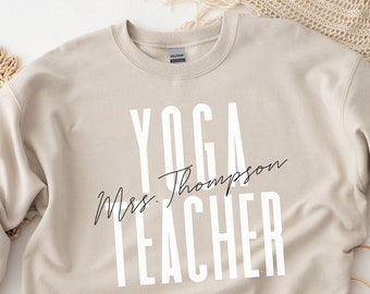 Personalized Yoga teacher shirt, sweatshirt, hoodie, long sleeve, gift, custom name Yoga teacher, graduation, back to school,maestra