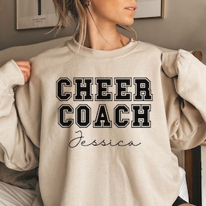 Personalized Cheer Coach shirt, sweatshirt, hoodie, long sleeve, gift, custom name cheer coach, cheerleading coach, cheer squad, mom
