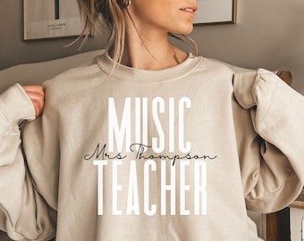 Personalized Music teacher shirt, sweatshirt, hoodie, long sleeve, gift, custom name music teacher, graduation, back to school,