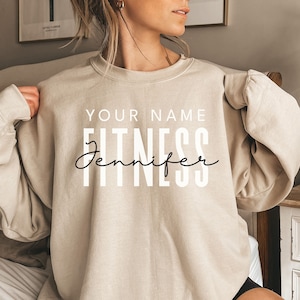 Personalized Fitness shirt, sweatshirt, hoodie, long sleeve, gift, Your name Fitness, gym exercise, yoga, personal trainer