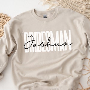 Personalized Bridesman shirt, sweatshirt, hoodie, long sleeve, gift, custom name Bridesman, bachelorette party, bride squad, weddings team