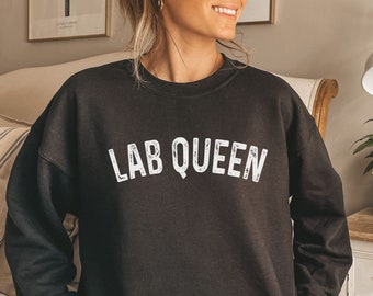 Camisa de reina de laboratorio, sudadera, sudadera con capucha, camiseta sin mangas, regalo, técnico de laboratorio, técnico de laboratorio, tecnólogo, científico, médico,