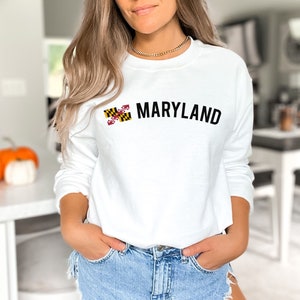 Maryland shirt, sweatshirt, hoodie, long sleeve, gift, Maryland state flag tee, MD, Baltimore, Columbia, Germantown