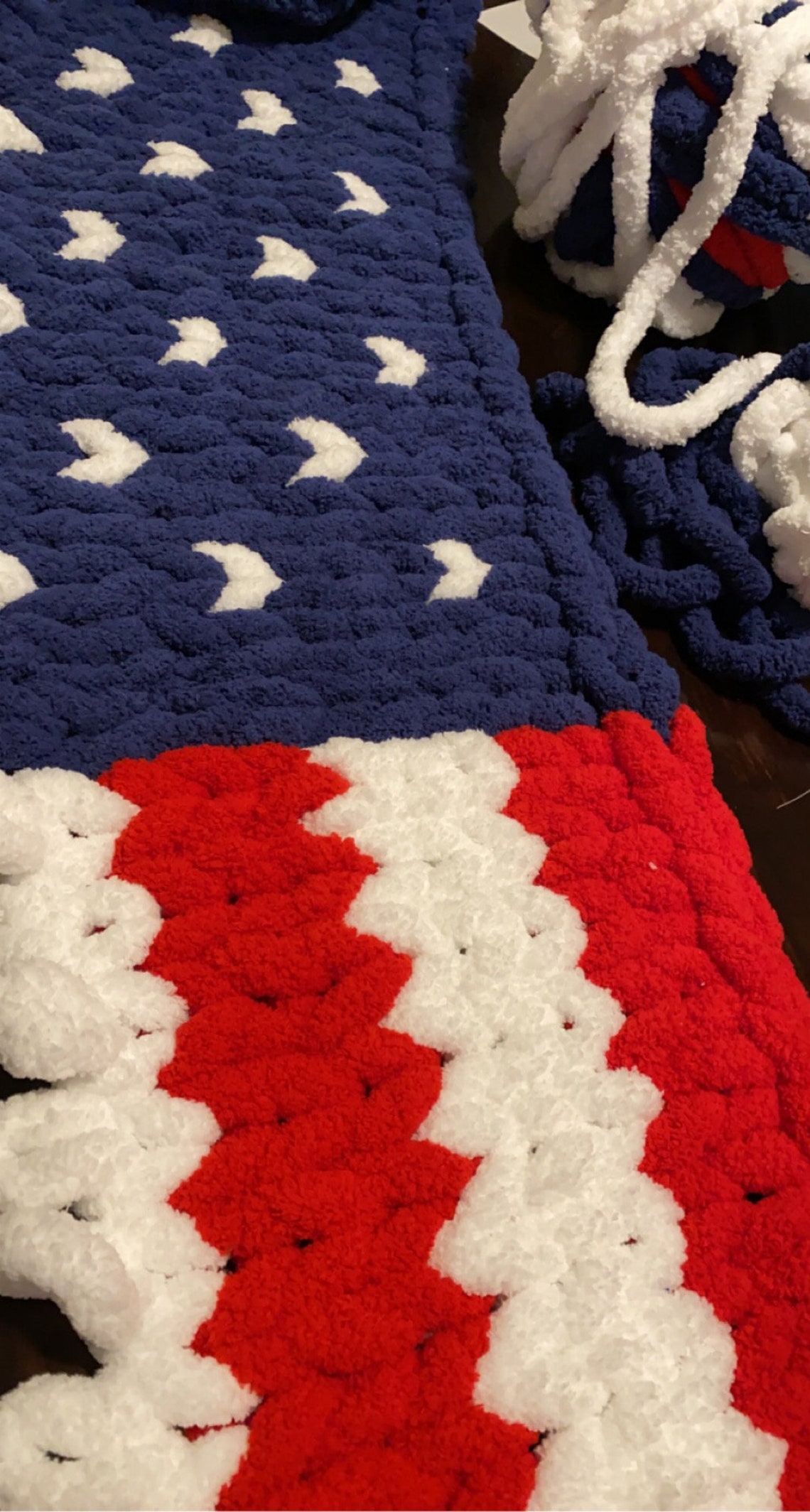 American Flag Chunky Knit Blanket American Flag Handknit Etsy