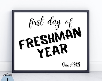 Afdrukbaar bord voor de eerste schooldag, eerste dag van het eerste jaar, klas van 2027