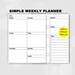 Weekly Planner, Printable Planner, Digital Planner, Undated Weekly ...