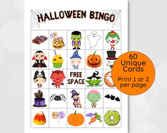 Halloween Bingo, 60 Unique Cards
