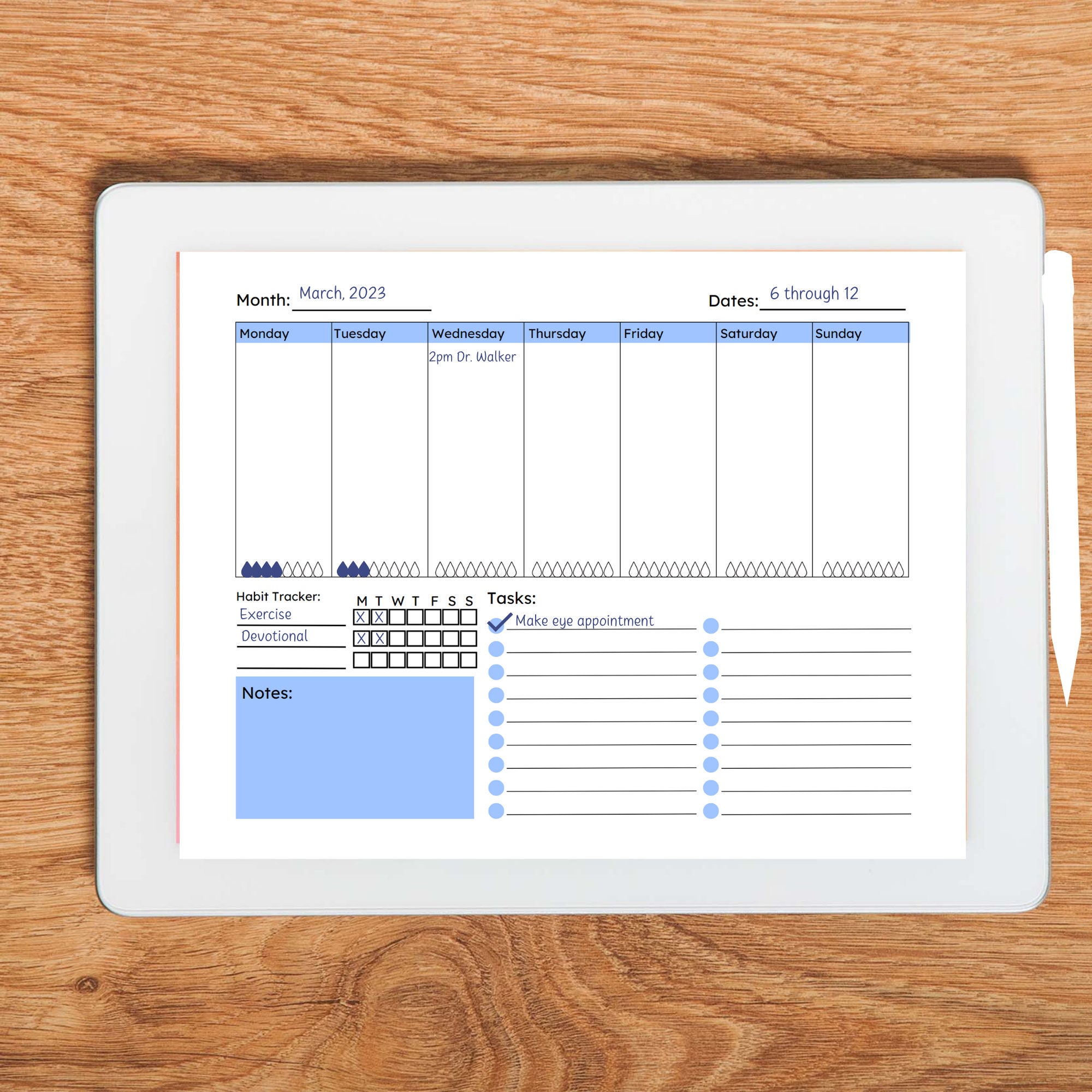 Horizontal Weekly Planner Printable or Digital PDF Planner. - Etsy