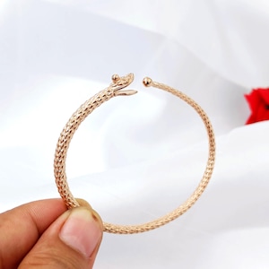 Rose Gold Snake Cuff Bracelet: Handmade Sterling Silver 925 Serpent Jewelry