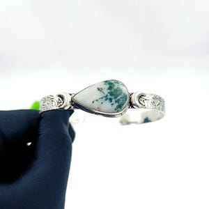 Moss Agate Cuff 925 Sterling Silver Bangle Moss Agate Gemstone Bracelet Handmade Moss Agate Silver Jewelry Gift Bracelets For women