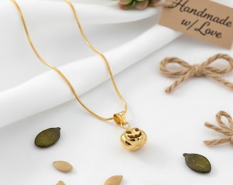 14K Gold Filled Pumpkin Necklace: Spooky Halloween Jewelry