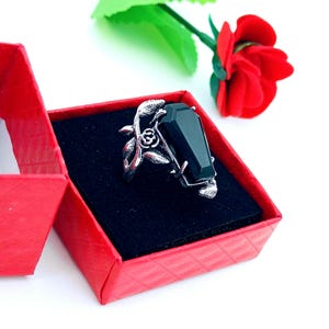 Black onyx Coffin Ring , Handmade Ring, Solid 925 Sterling Silver Ring , Coffin Ring ,Women Ring, Gift For Her Ring ,Boho Ring**