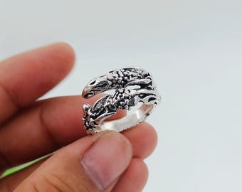 Sterling Silver Eagle Talon Ring: Oxidized 925 Silver, Adjustable