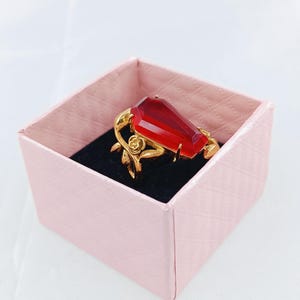 Gold garnet Coffin Ring,rose gold coffin Handmade Ring, Solid 925 Sterling Silver Ring, Coffin Ring, Women Ring, Gift For Her, Boho Ring