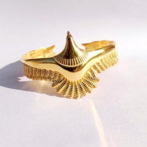 Antique Viking Eagle Cuff Bracelet: Gold Plated Adjustable Bangle