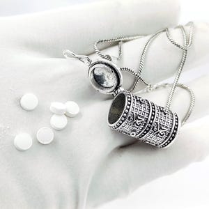 925 Sterling Silver Locket Necklace: Secret Message Pill Box Pendant