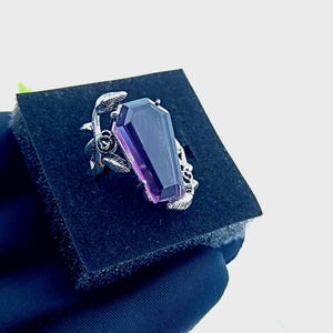 Amethyst Coffin Ring: Handmade 925 Sterling Silver Boho Ring