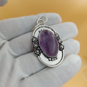Natural Amethyst Sterling Silver Pendant: Handmade Gemstone Jewelry