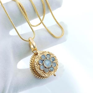 Moonstone Gold Locket Pendant: Sterling Silver Pill Box