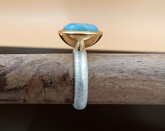 Larimar ring ,handmade 925 sterling silver gold filled ring