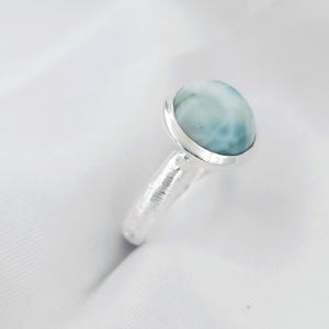Larimar Eternity Band Ring, Larimar Ring, Healing Stone, Silver Ring for Women Band Ring, Anniversary Gift, Gift for Her, Larimar Jewelry