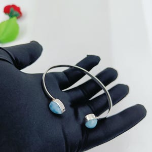 Larimar Bangle, 925 Sterling Silver Bangle, Gemstone Bangle, larimar Bracelet, Handmade Bangle, Women Bangle, larimar Jewelry