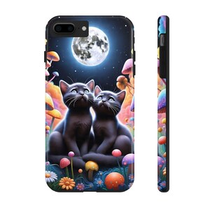 Moonlight Cat Phone Case, Colorful Cat Case, Gift for Cat Lovers, Cute Phone Cover, Whimsical Phone Accessory