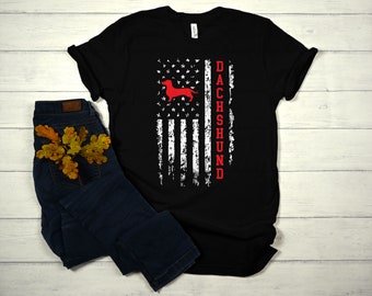 Dachshund America Shirt | Dachshund Gift | Dachshund Mom | Dachshund Dad | Dachshund Lover | Weiner Dog Shirt | USA Flag