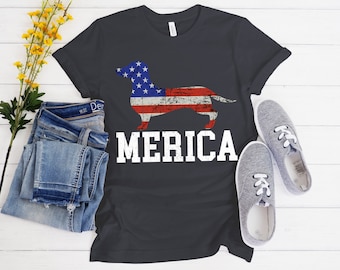 Dachshund Merica Shirt | Dachshund Gift | Dachshund Mom | Dachshund Dad | Dachshund Lover | Dachshund Dog | Weiner Dog Shirt | July 4th